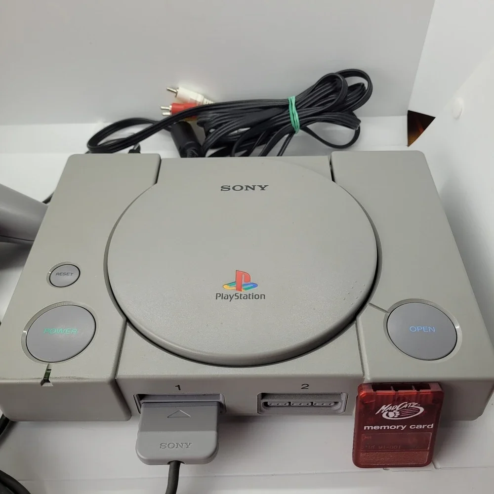 Sony PlayStation PS1 Console With Box Tested Works Extra Memory Card Vintage